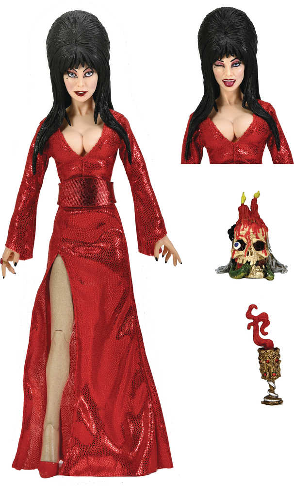 Elvira Red Fright And Boo Figurine habillée de 6 pouces