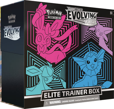 POKEMON - EVOLVING SKIES - ELITE TRAINER BOX - SYLVEON, VAPOREON, GLACEON, AND ESPEON